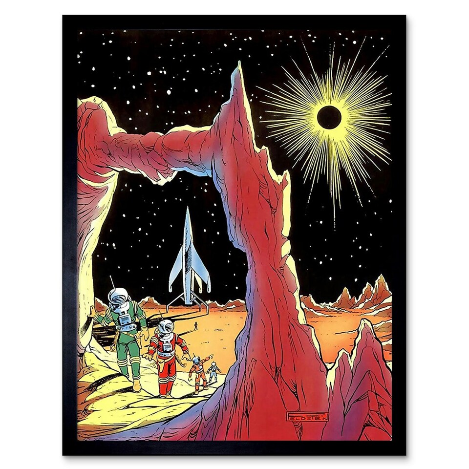image 1 of Fantasy Sci Fi Alien Planet Rocket Ship Space USA Framed Wall Art Print