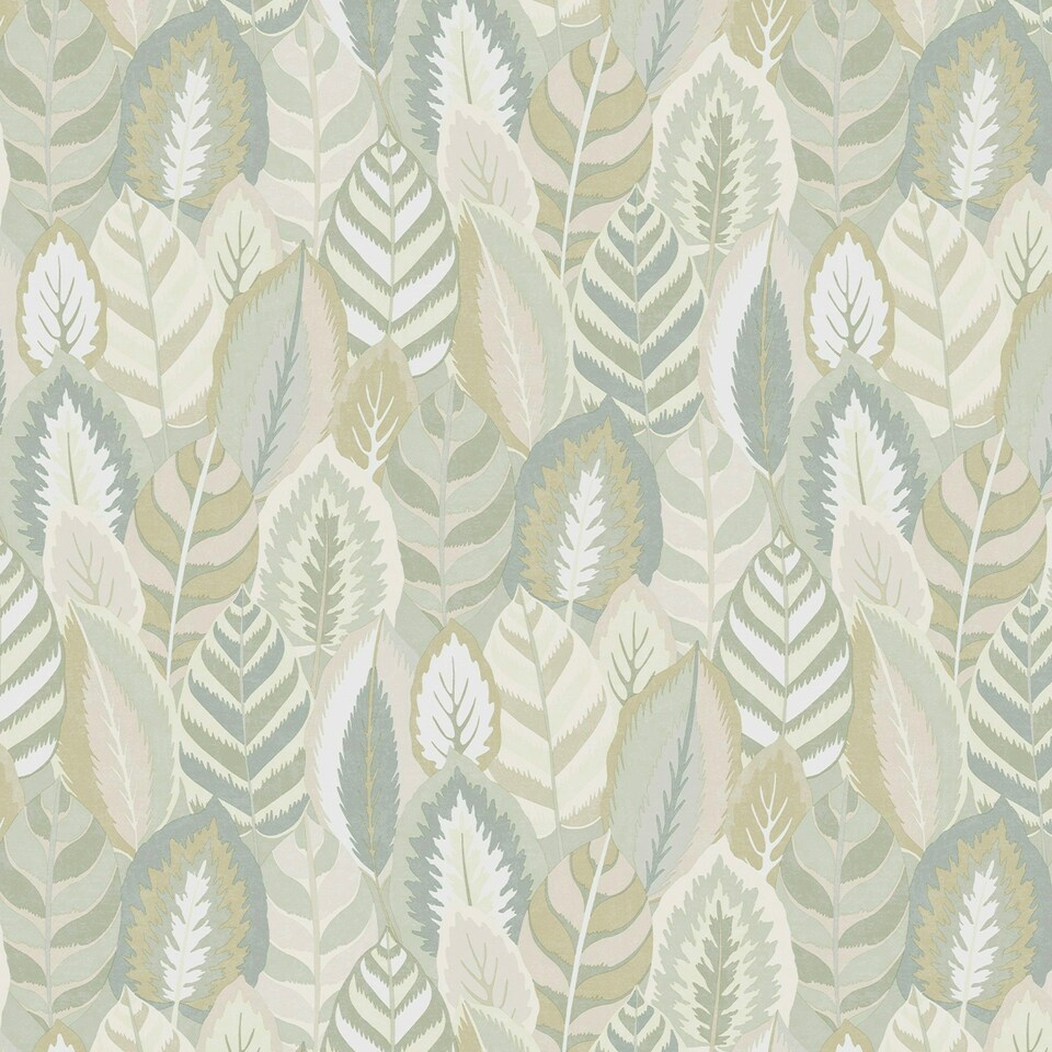 image 1 of Sublime Arty Leaves Sage Wallpaper Green | Green