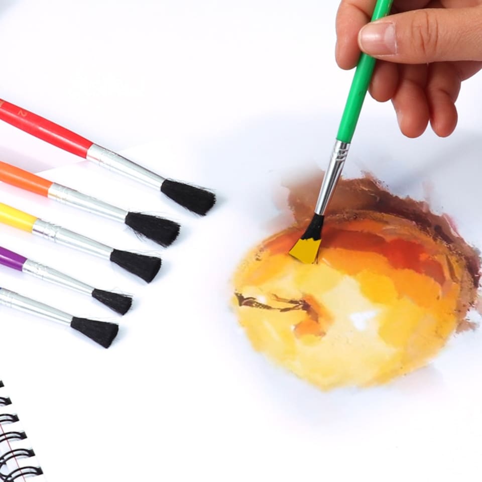 image 1 of Pack of 72 Six Assorted Size Plastic Handle Wool Oil Painting Brushes