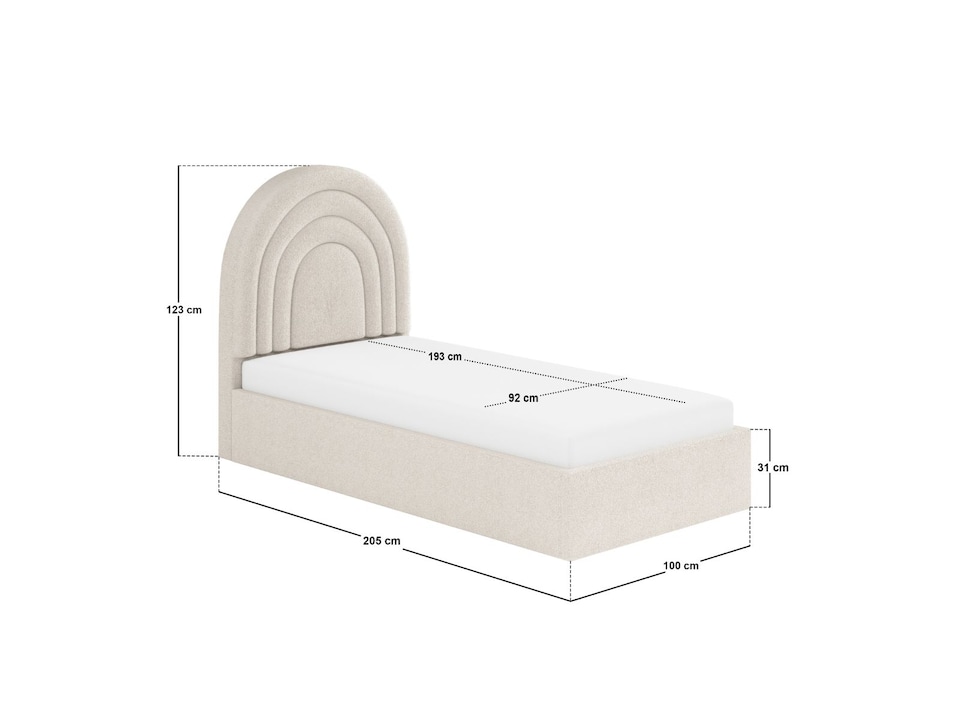 image 1 of Flair Ava Single Ottoman Bed Cream Boucle