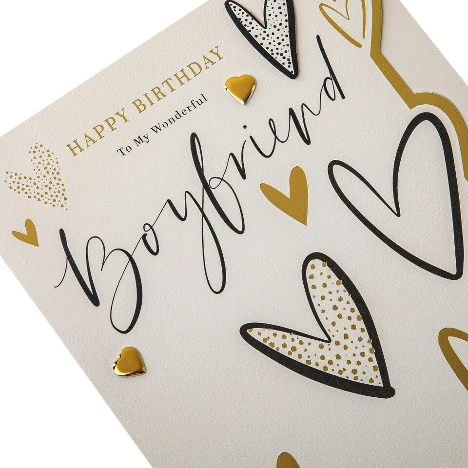 image 1 of Gold Foil Hearts Design & Heartfelt Verse Boyfriend Birthday Card