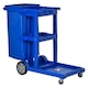 image 1 of HOMCOM Cleaning Carts On Wheels, Janitorial Trolley with 3 Tier Shelves, Housekeeping Utility Service Unit with Rubbish Bag and Mop Mount for Hotel, Office, Blue