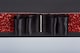 image 4 of FURNISHED Blackout Roller Blind with Red Glitter Trim and Black Bow Trimmable Window Shade | Black | Black 1 | (W) 205cm x (L) 210cm
