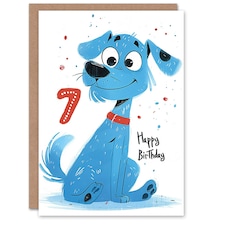 Dog Lover Puppy Cartoon Cute 7th 7 Year Old Child Kids Birthday Card