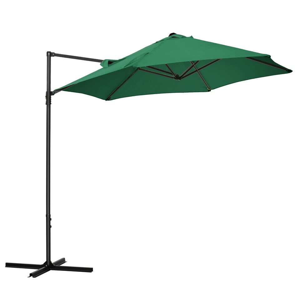 image 1 of Outsunny 2.5M Patio Umbrella with 360 Rotation and Base, Green