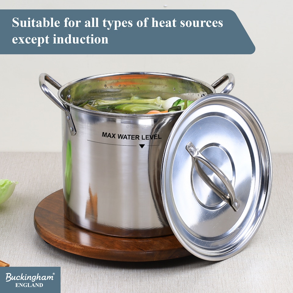 image 1 of Buckingham Deep Stock Pot Ham Pot 24.5 cm 8 Litre Stainless Steel