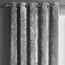 Intimates Crushed Velvet Ready Made Eyelet Curtains - 117cm x 137cm Grey | Silver