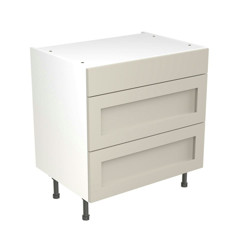 image 1 of 3 Drawer Base Unit 800mm w/ Shaker Cabinet Door - Ultra Matt Light Grey Grey | Ultra Matt Light Grey