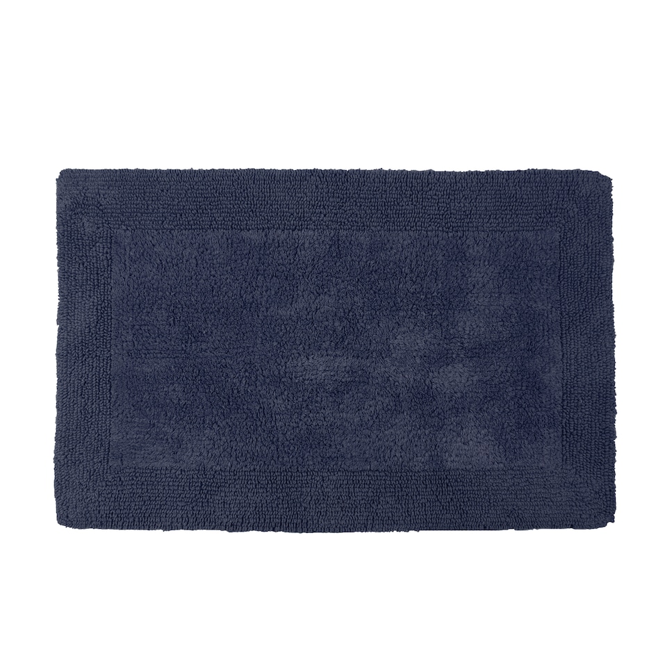 image 1 of Heavyweight Reversible Bath Mat Rug 53 x 85cm - Navy Blue