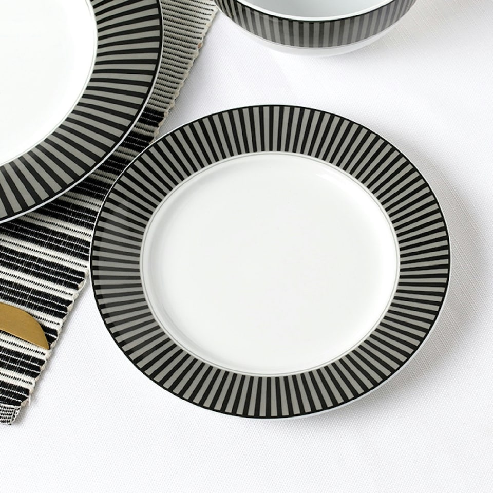 image 1 of 12pc Belmont Black Stripe DESIGN Dinner Set