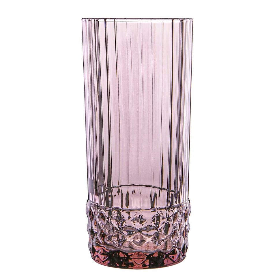 image 1 of Bormioli Rocco America '20s Highball Glasses - 490ml - Lilac Rose - Pack of 6 | Pink | Lilac Rose