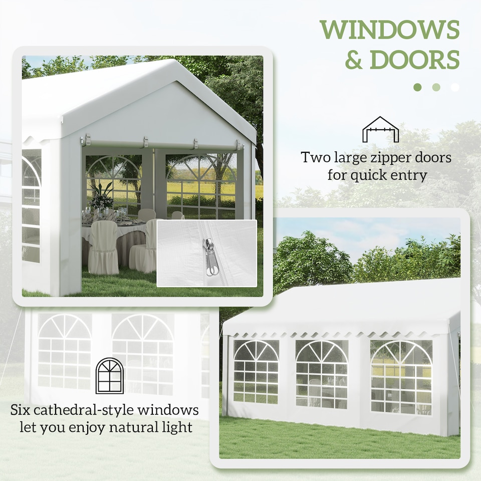 image 1 of Outsunny 6m Garden Gazebo Portable Carport Shelter w/ Removable Sidewalls&Doors