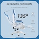 image 5 of Vinsetto Computer Gaming Chair, PU Leather Office Desk Chair with Footrest, Swivel Wheels, 135 Reclining Back, Lumbar Support, Headrest for Home, White and Blue