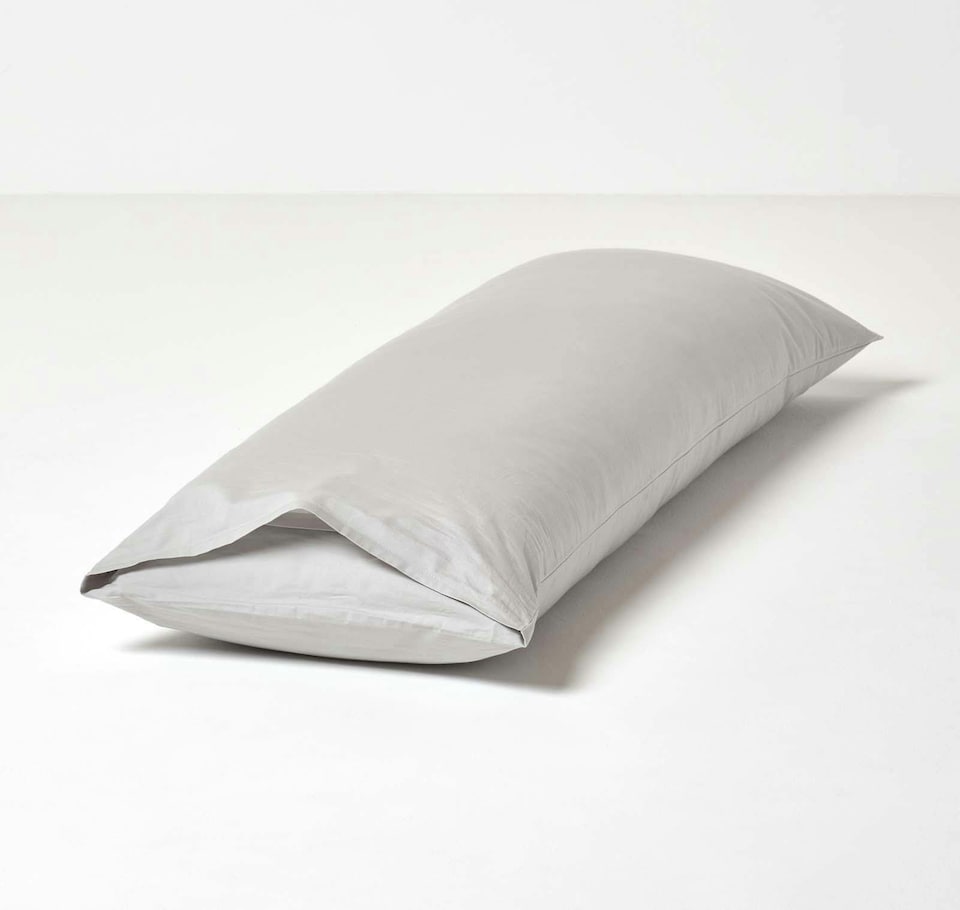 image 1 of Homescapes Silver Grey Egyptian Cotton Housewife Body Pillowcase 200 TC