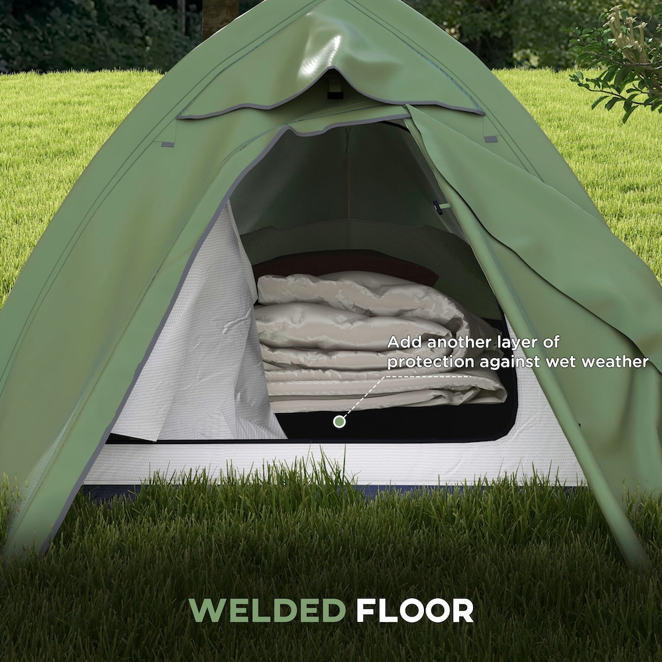 image 1 of Outsunny Double Layer Camping Tent for 1-2 Man, 2000mm Waterproof, Green