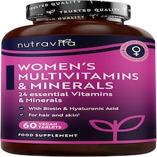 Nutravita Multivitamin for Women - Essentials Womens Vitamins and Minerals with Hyaluronic Acid for Hair, Skin and Immune System - 60 Vegan Tablets