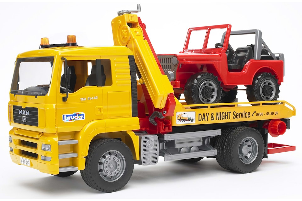 image 1 of Bruder MAN TGA Breakdown-truck with cross country vehicle Detailed Vehicle & Playset Model