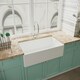 image 4 of Fireclay Belfast Kitchen Sink with Overflow, Mono Sink Mixer Tap & Waste, 795mm