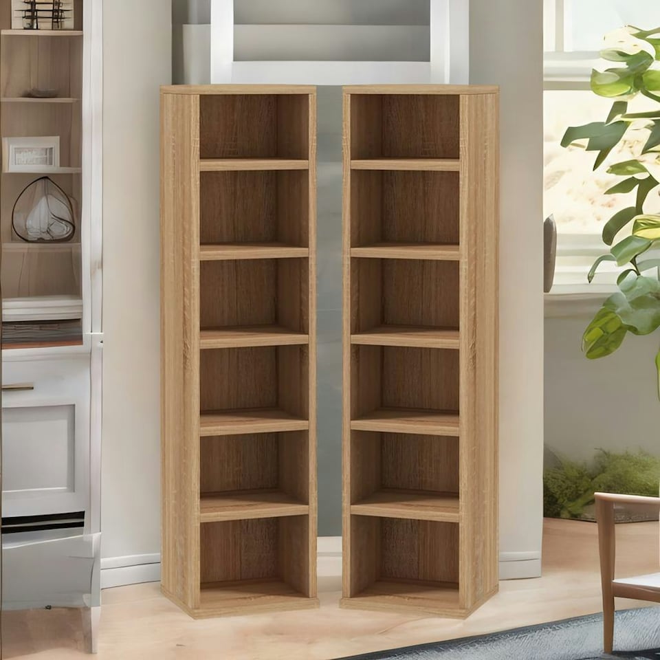 image 1 of 6 Tier Shelves Storage Unit Set Natural Brown Brown | One Size