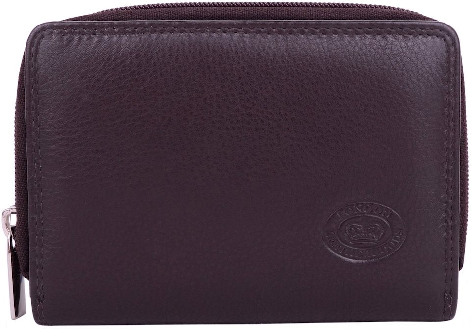 image 1 of London Leathergoods Womens RFID Protected Leather Money / Coin Holder / Purse | Brown | Dark Brown