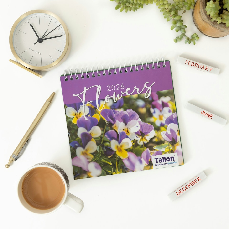 image 1 of 2026 Desk Calendar Flowers Design