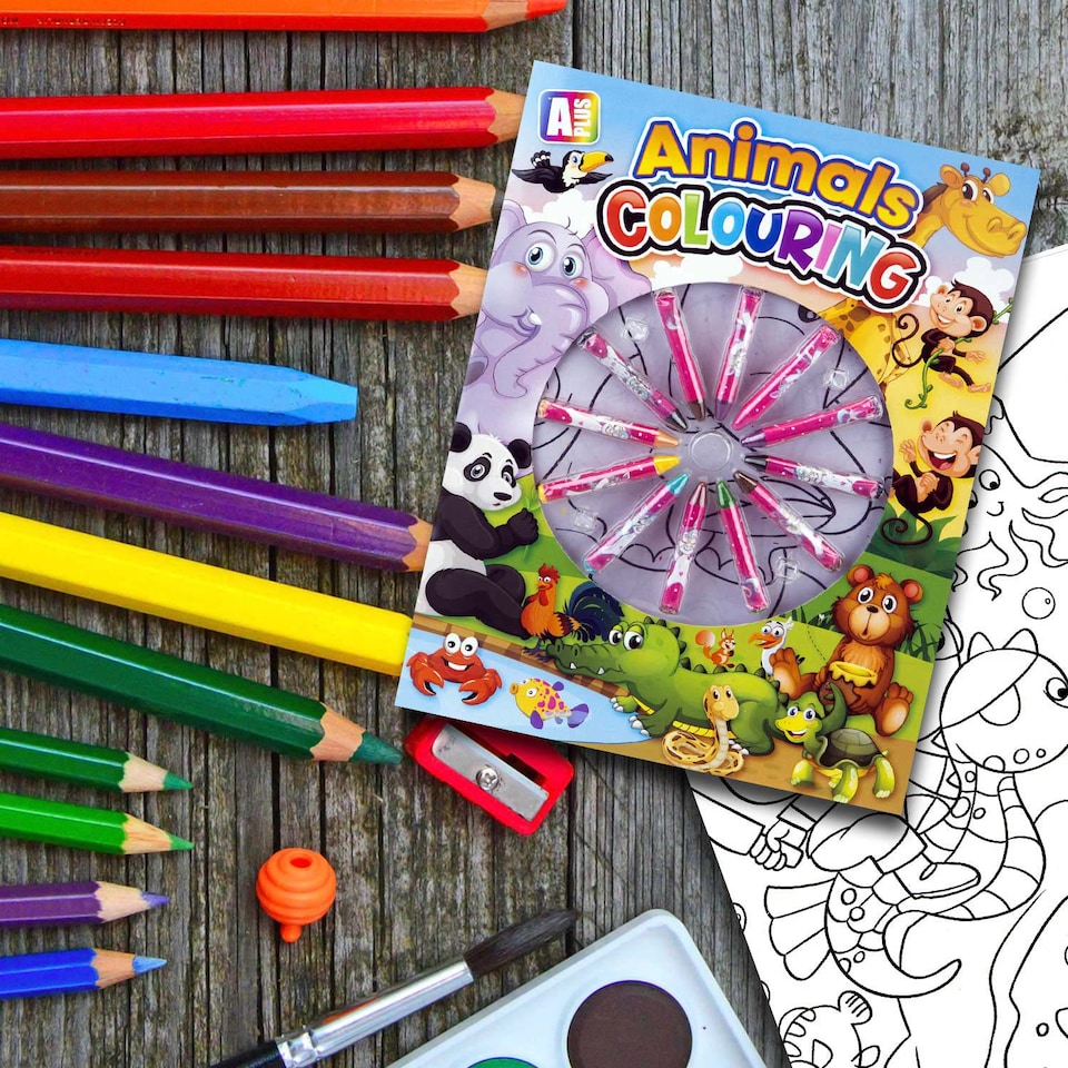 image 1 of VFM e-Store Colouring Book and 12-Crayon Set for Children