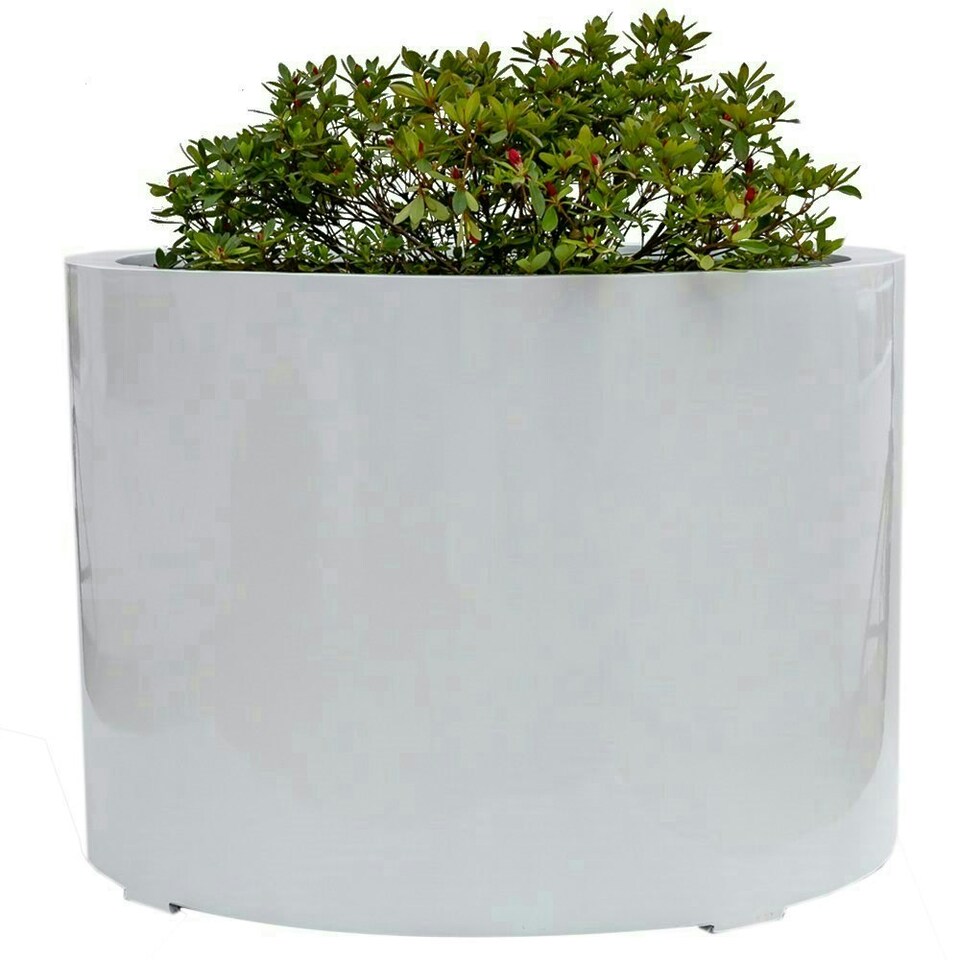image 1 of Primrose White Stone Composite Low Cylinder Planter 85cm White
