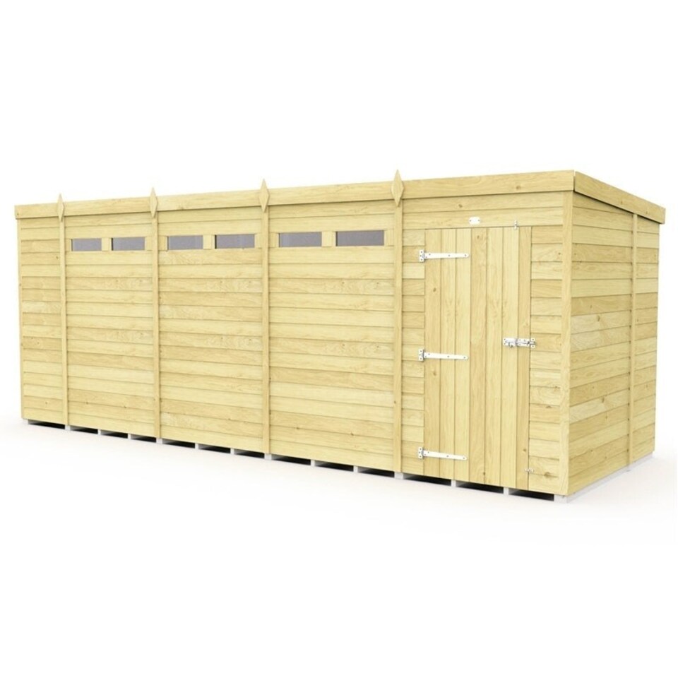 image 1 of 18 x 6 Feet Pent Security Shed - Single Door - Wood - L178 x W533 x H201 cm | Brown
