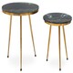image 1 of Interiors by Premier Green Marble Side Table (Set of 2), Rich Green Marble Tabletops with Gold Iron Criss‑Cross Legs Green