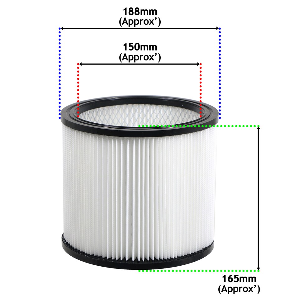 image 1 of SPARES2GO Wet & Dry Cartridge Filter compatible with Shop-Vac Vacuum Cleaners (90304 9030408 9030411 9030427 9030433 903046)