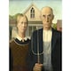image 1 of Grant Wood Midwest Farmer American Gothic Painting Large Wall Art Print 18x24 Inch | Multi