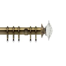 35mm Fixed Length Metal Curtain Pole Set Antique Brass Luxe Aztec Finial 320cm | Bronze | Bronze