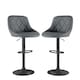 image 1 of Neo Madrid Bar Stool Dark Grey Fabric Black Steel Base Set of Two