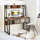 image 4 of 3 Tier Industrial Writing Desk Rustic Brown Brown