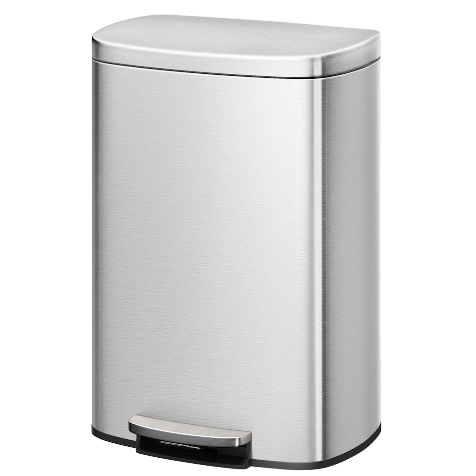 image 1 of London Boutique 50L Stainless Steel Pedal Bin Kitchen Trash Can w/ Removable Inner Bucket - Silver
