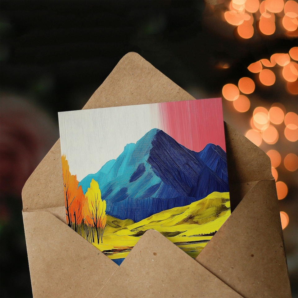 image 1 of Thinking Of You Card Mountain Lake Autumn Landscape