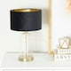 image 2 of ValueLights Jessy Glass with Gold Trim Table Lamp with Black Velvet with Gold Inner Lamp Shade and LED Bulb Black