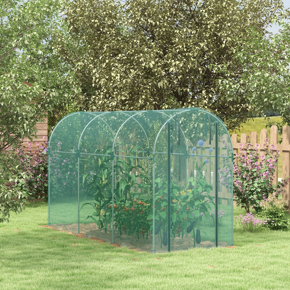 image 1 of Outsunny Fruit Cage, Plant Protection Tent, 1.2 x 3.6 x 1.9m, Green
