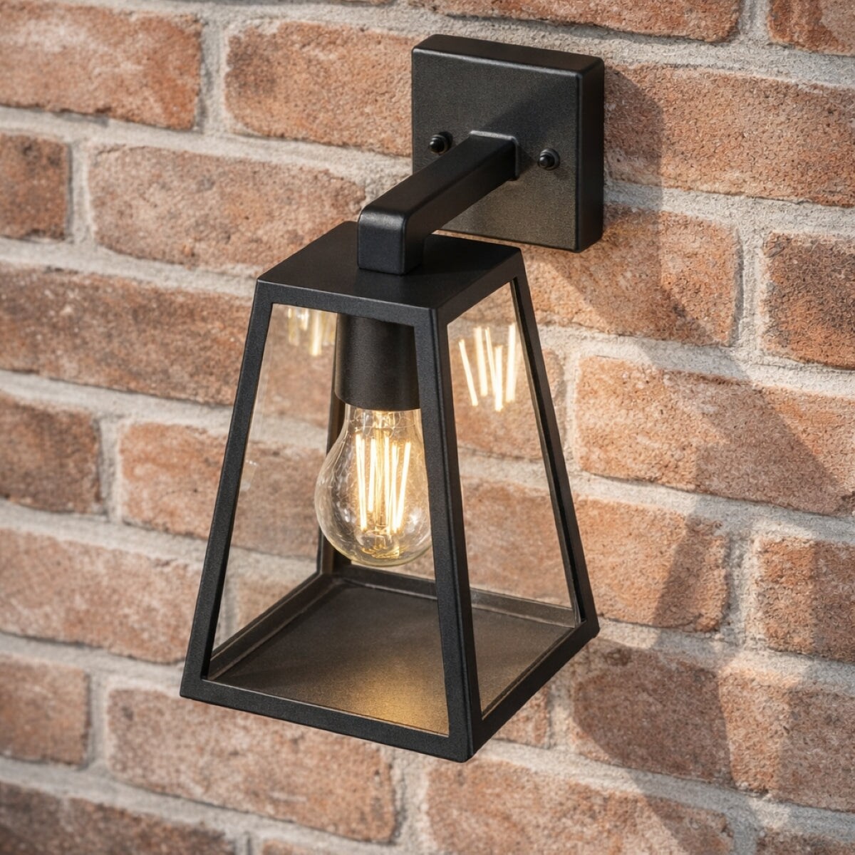CGC Lighting Callie Black Outdoor Triangle Wall Light with Clear Diffuser