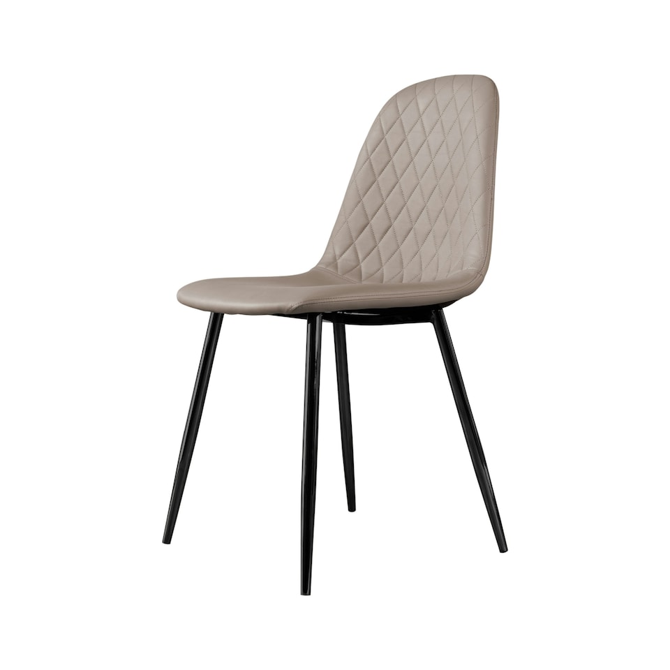 image 1 of Furniturebox 2x Corona Black Leg Cappuccino Beige Faux Leather Dining Chair