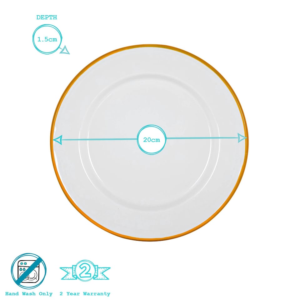 image 1 of Argon Tableware 25.5cm Enamel Dinner Plates Set - 4 Colours - 10inch Large Dish Plates Metal Enamel Tableware Dinner Set