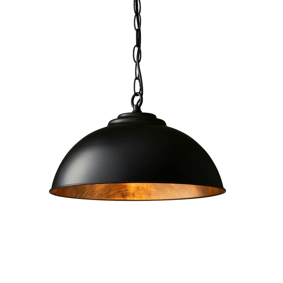 image 1 of Colman 1 Light Dome Ceiling Pendant Matt Black, Gold Leaf, E27
