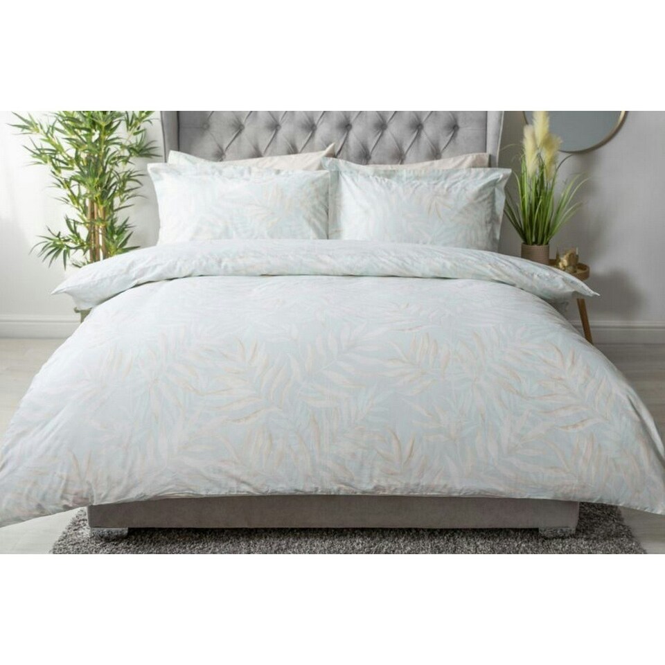 image 1 of Belledorm Clara Leaves Duvet Cover Set - Duck Egg - King