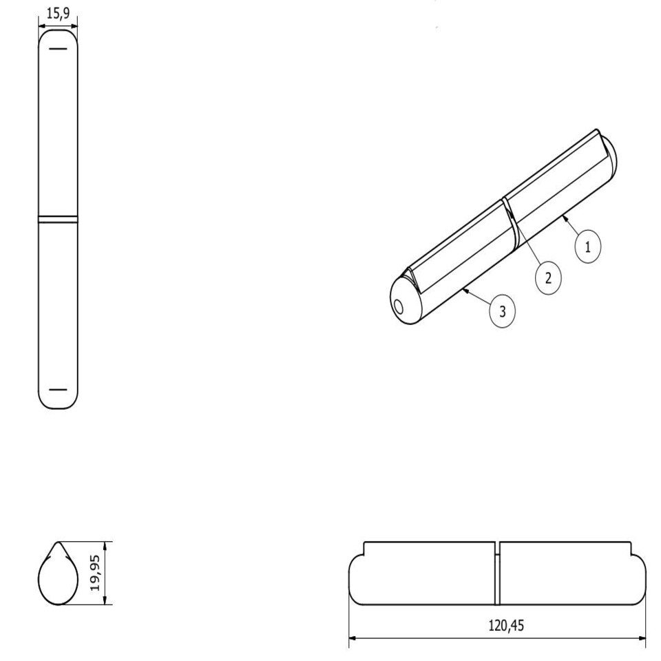 image 1 of 2 Pack Lift Off Bullet Hinge Weld On Brass Bush 16x120mm Heavy Duty Industrial Silver