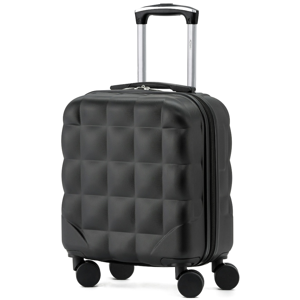 image 1 of Flight Knight Bubble Suitcase - Ryanair easyJet Jet2 Approved - 8 Wheel Carry Cabin Hardcase 45x36x20cm | Black | Black | Cabin Bag