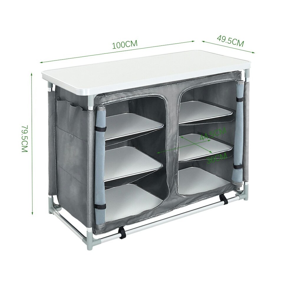 image 1 of Living and Home Portable Camping Kitchen Table with Storage Cabinet