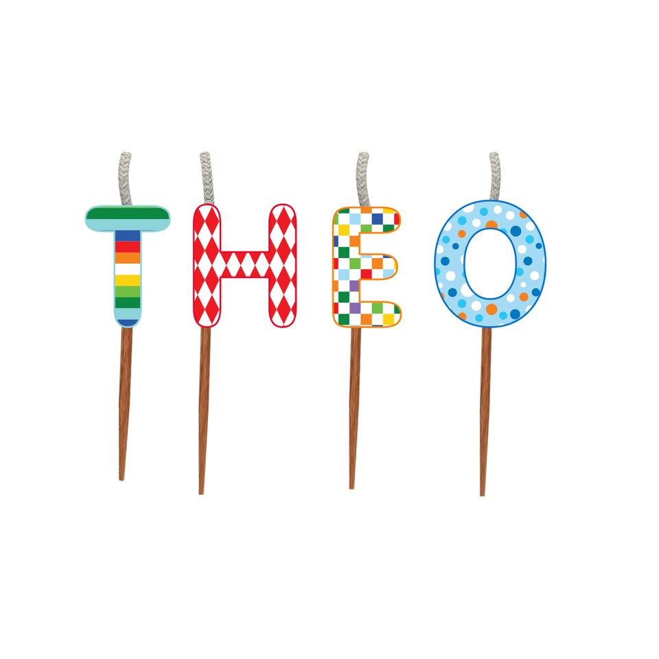 image 1 of Name Birthday Cake Candle Set - Theo