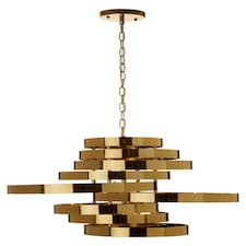 Interiors by Premier 5 Bulb Gold Finish Pendant Lamp, Cascading Luxe-Inspired Lighting For Dining Room Or Living Room
