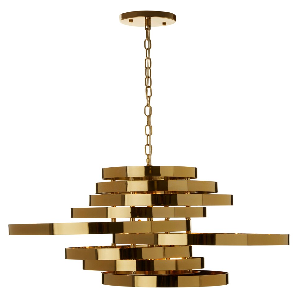 image 1 of Interiors by Premier 5 Bulb Gold Finish Pendant Lamp, Cascading Luxe-Inspired Lighting For Dining Room Or Living Room