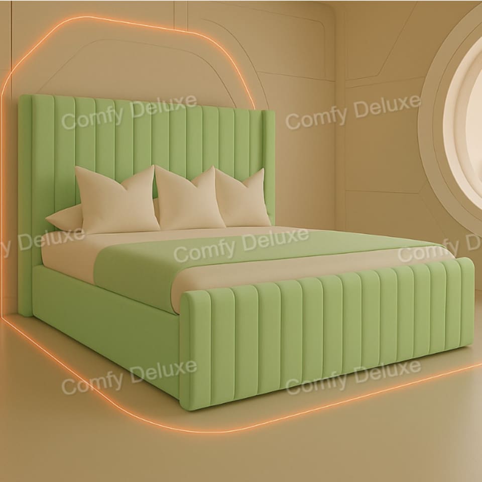 6FT Superking  Duck Egg Plush Bed Frame With 54inch Headboard Solid Bed Base